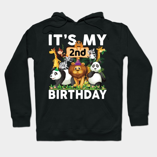 Safari Zoo Animals Lover Birthday Shirt Its My 2nd Birthday Party Hoodie by Sowrav